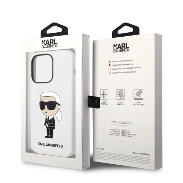 Чохол Karl Lagerfeld Silicone Ikonik для iPhone 14 Pro Max White (KLHCP14XSNIKBCH)