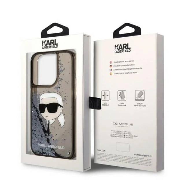 Чохол Karl Lagerfeld Glitter Karl Head для iPhone 14 Pro Black (KLHCP14LLNKHCK)