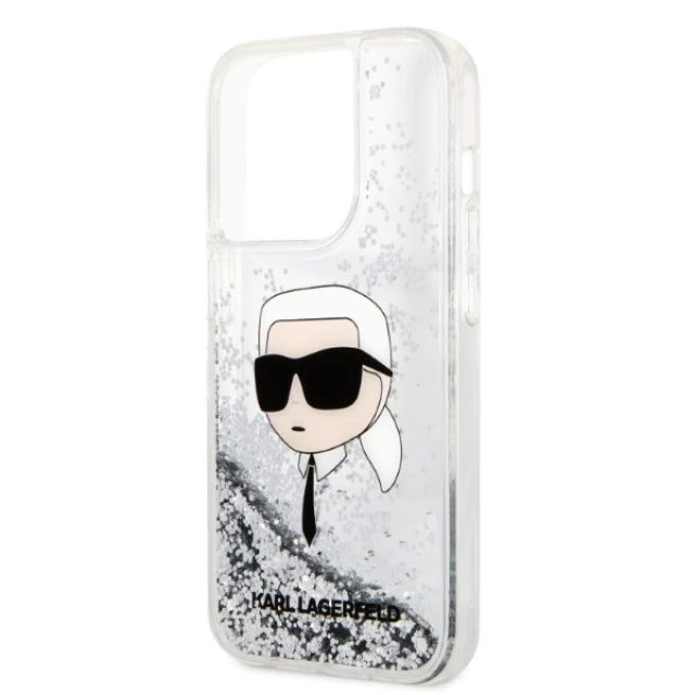 Чохол Karl Lagerfeld Glitter Karl Head для iPhone 14 Pro Silver (KLHCP14LLNKHCH)