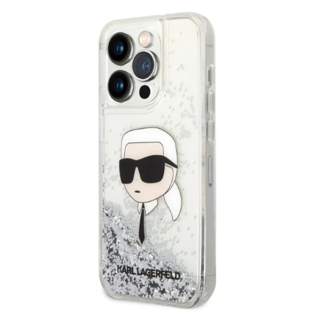 Чохол Karl Lagerfeld Glitter Karl Head для iPhone 14 Pro Max Silver (KLHCP14XLNKHCH)