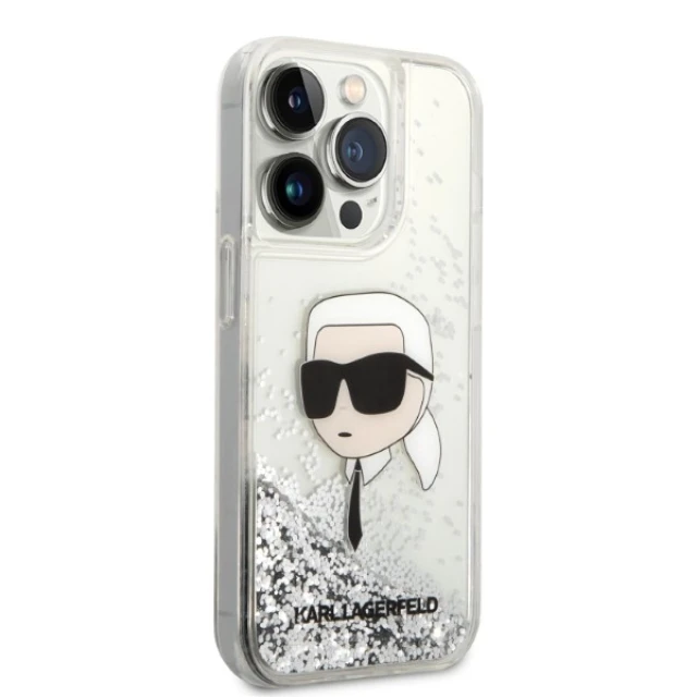Чохол Karl Lagerfeld Glitter Karl Head для iPhone 14 Pro Max Silver (KLHCP14XLNKHCH)