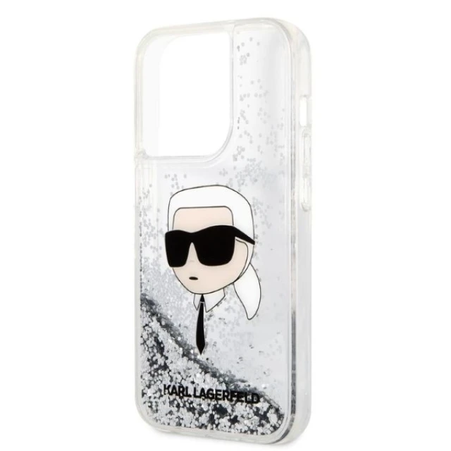 Чохол Karl Lagerfeld Glitter Karl Head для iPhone 14 Pro Max Silver (KLHCP14XLNKHCH)