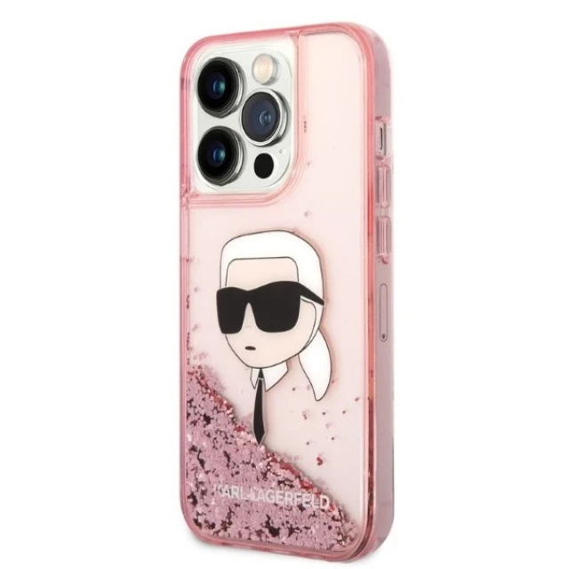 Чохол Karl Lagerfeld Glitter Karl Head для iPhone 14 Pro Max Pink (KLHCP14XLNKHCP)