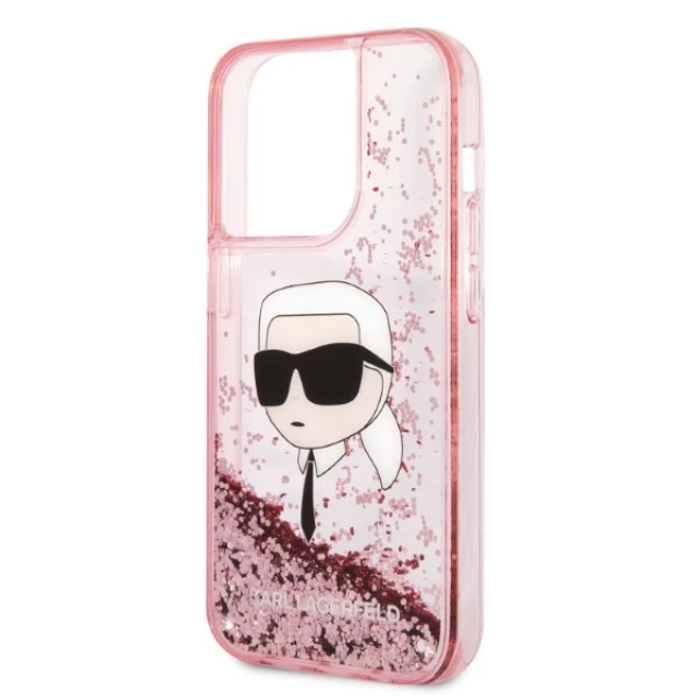 Чохол Karl Lagerfeld Glitter Karl Head для iPhone 14 Pro Max Pink (KLHCP14XLNKHCP)