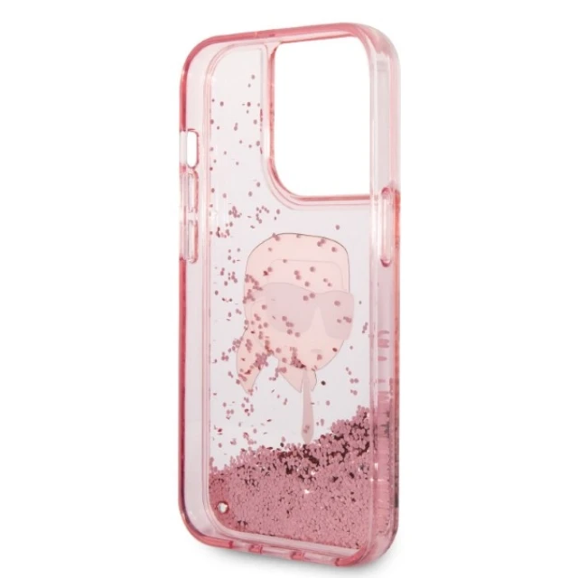 Чохол Karl Lagerfeld Glitter Karl Head для iPhone 14 Pro Max Pink (KLHCP14XLNKHCP)