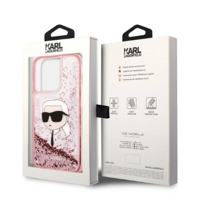 Чохол Karl Lagerfeld Glitter Karl Head для iPhone 14 Pro Max Pink (KLHCP14XLNKHCP)