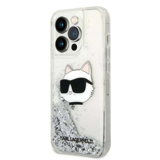 Чохол Karl Lagerfeld Glitter Choupette Head для iPhone 14 Pro Silver (KLHCP14LLNCHCS)