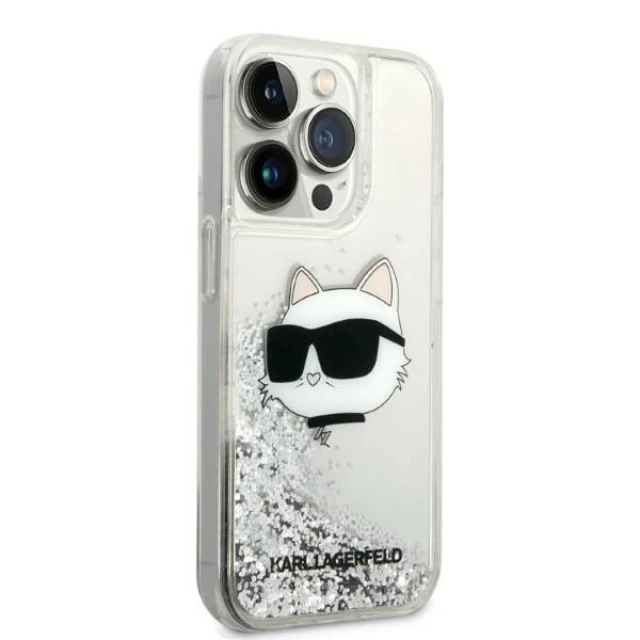 Чохол Karl Lagerfeld Glitter Choupette Head для iPhone 14 Pro Silver (KLHCP14LLNCHCS)