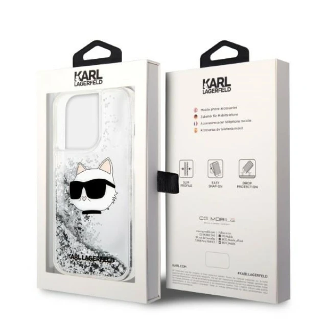 Чохол Karl Lagerfeld Glitter Choupette Head для iPhone 14 Pro Silver (KLHCP14LLNCHCS)
