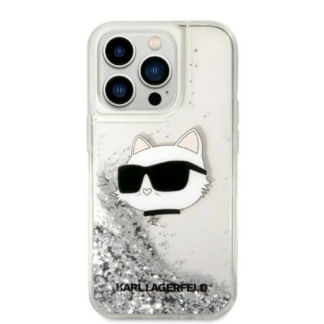 Чехол Karl Lagerfeld Glitter Choupette Head для iPhone 14 Pro Max Silver (KLHCP14XLNCHCS)