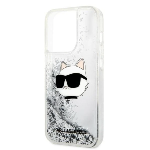 Чехол Karl Lagerfeld Glitter Choupette Head для iPhone 14 Pro Max Silver (KLHCP14XLNCHCS)