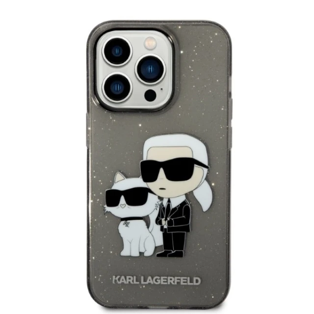Чохол Karl Lagerfeld Gliter Karl & Choupette для iPhone 14 Pro Black (KLHCP14LHNKCTGK)