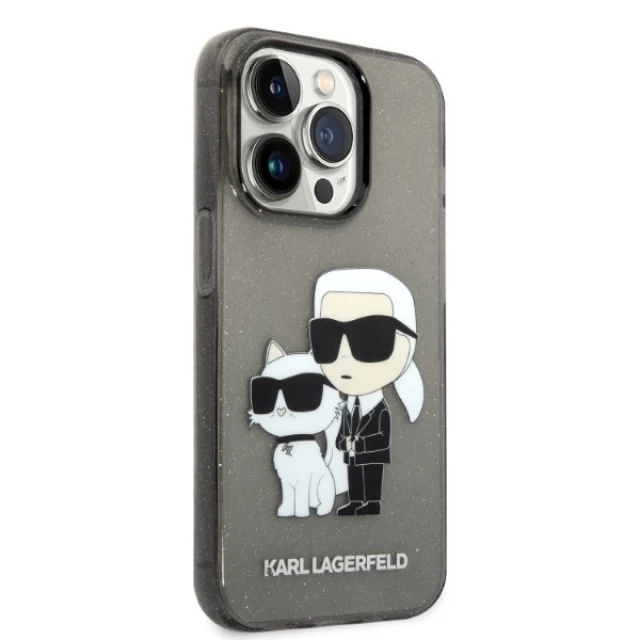 Чохол Karl Lagerfeld Gliter Karl & Choupette для iPhone 14 Pro Black (KLHCP14LHNKCTGK)