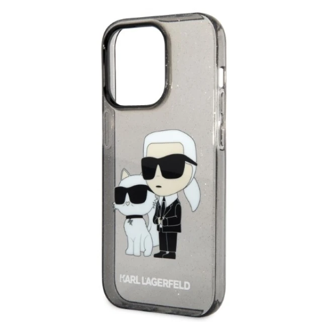 Чохол Karl Lagerfeld Gliter Karl & Choupette для iPhone 14 Pro Black (KLHCP14LHNKCTGK)