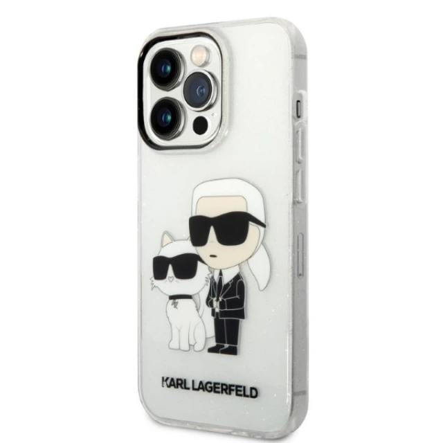 Чохол Karl Lagerfeld Gliter Karl & Choupette для iPhone 14 Pro Transparent (KLHCP14LHNKCTGT)