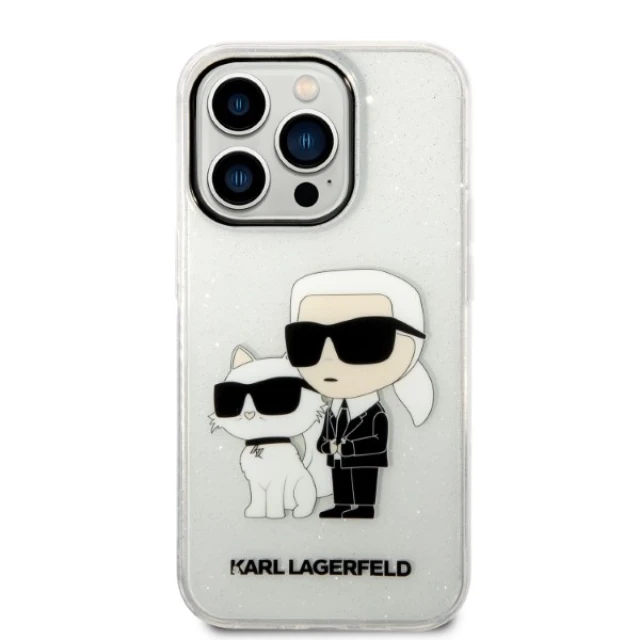 Чохол Karl Lagerfeld Gliter Karl & Choupette для iPhone 14 Pro Transparent (KLHCP14LHNKCTGT)