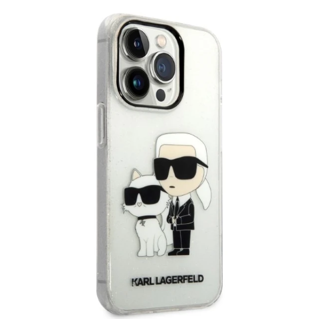 Чохол Karl Lagerfeld Gliter Karl & Choupette для iPhone 14 Pro Transparent (KLHCP14LHNKCTGT)