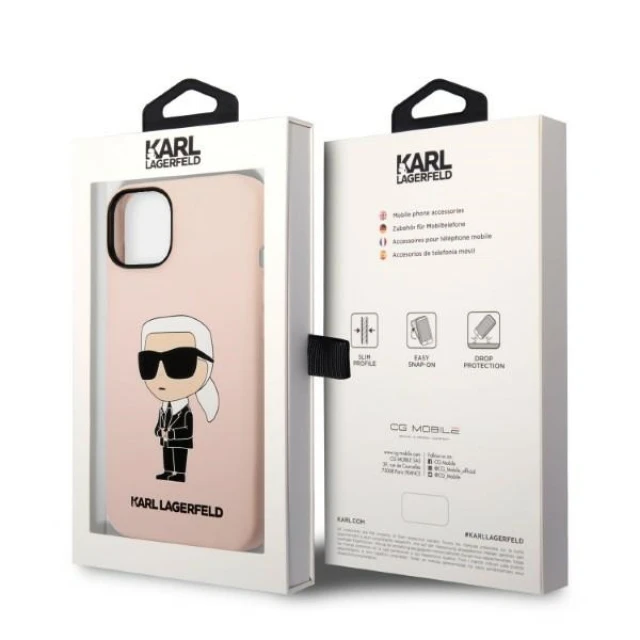 Чехол Karl Lagerfeld Silicone Ikonik для iPhone 14 Plus Pink with MagSafe (KLHMP14MSNIKBCP)