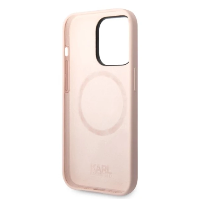 Чохол Karl Lagerfeld Silicone Ikonik для iPhone 14 Pro Max Pink with MagSafe (KLHMP14XSNIKBCP)
