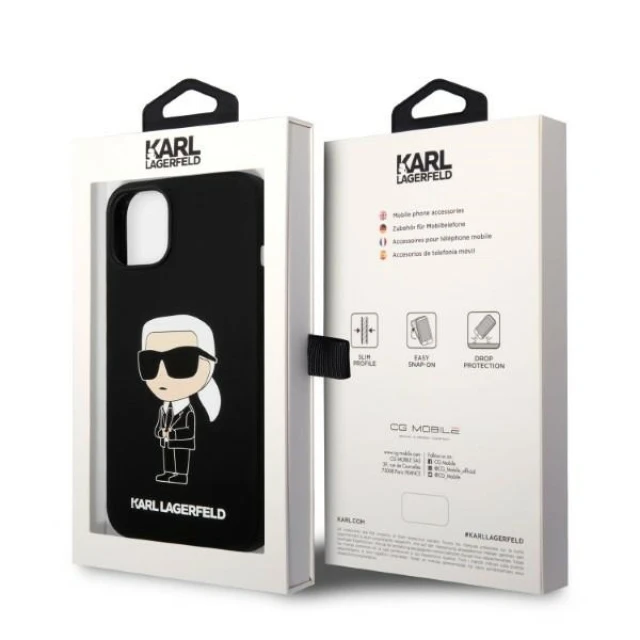 Чохол Karl Lagerfeld Silicone Ikonik для iPhone 14 Plus Black with MagSafe (KLHMP14MSNIKBCK)