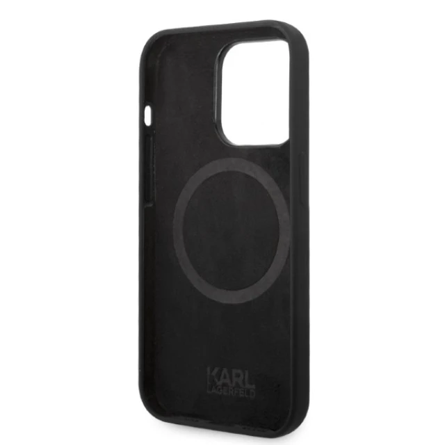 Чехол Karl Lagerfeld Silicone Ikonik для iPhone 14 Pro Black with MagSafe (KLHMP14LSNIKBCK)