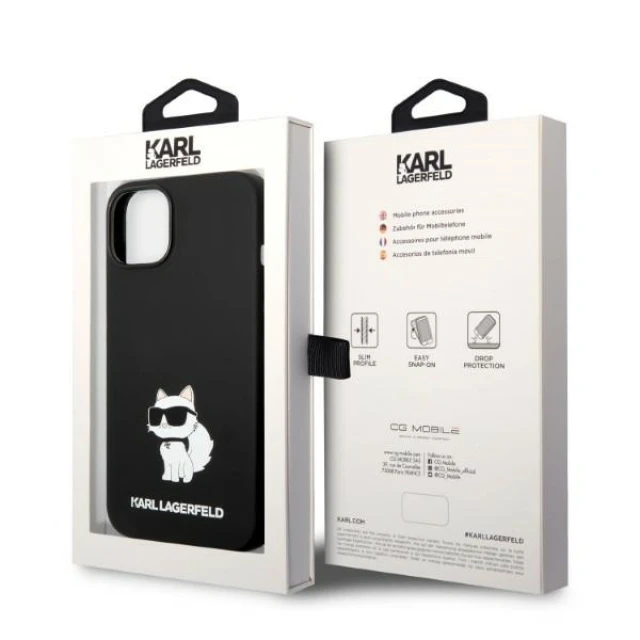 Чохол Karl Lagerfeld Silicone Choupette для iPhone 14 Plus Black with MagSafe (KLHMP14MSNCHBCK)