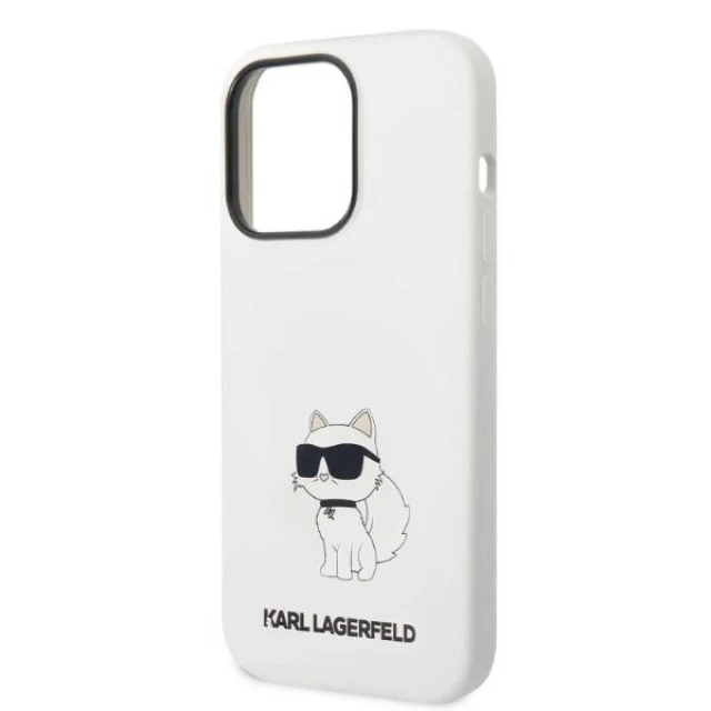 Чохол Karl Lagerfeld Silicone Choupette для iPhone 14 Pro White with MagSafe (KLHMP14LSNCHBCH)
