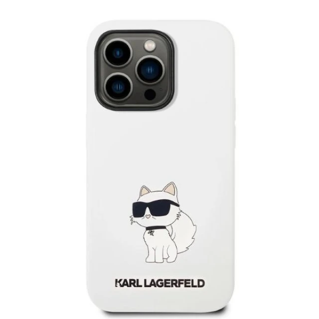Чехол Karl Lagerfeld Silicone Choupette для iPhone 14 Pro Max White with MagSafe (KLHMP14XSNCHBCH)