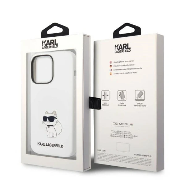 Чехол Karl Lagerfeld Silicone Choupette для iPhone 14 Pro Max White with MagSafe (KLHMP14XSNCHBCH)
