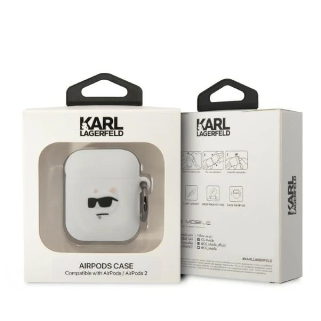 Чохол Karl Lagerfeld Silicone Choupette Head 3D для AirPods 2 | 1 White (KLA2RUNCHH)