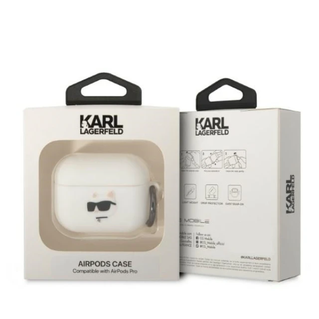 Чохол Karl Lagerfeld Silicone Choupette Head 3D для AirPods Pro White (KLAPRUNCHH)