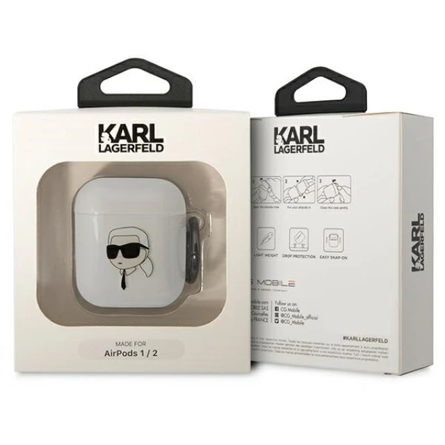 Чохол Karl Lagerfeld Karl`s Head для Airpods 2/1 Transparent (KLA2HNIKTCT)