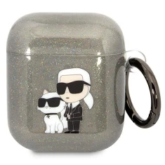 Чехол Karl Lagerfeld Gliter Karl & Choupette для Airpods 2/1 Black (KLA2HNKCTGK)