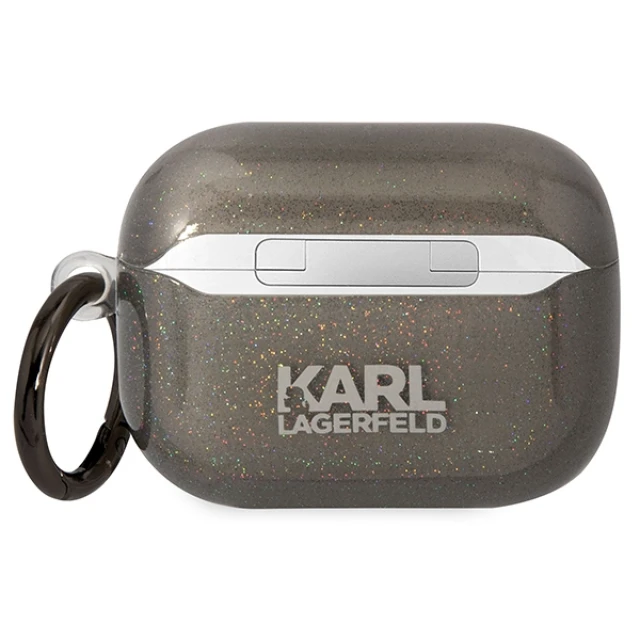 Чохол Karl Lagerfeld Gliter Karl & Choupette для Airpods Pro Black (KLAPHNKCTGK)