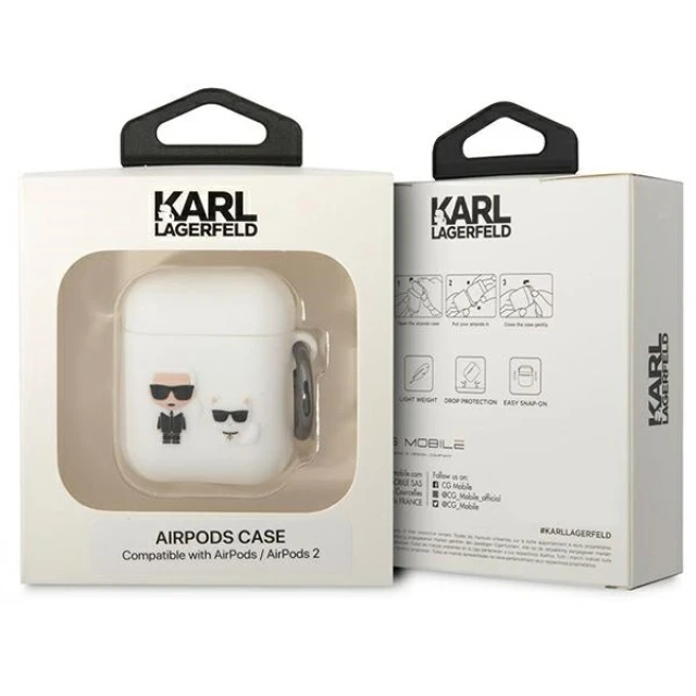 Чохол Karl Lagerfeld Silicone Karl & Choupette для Airpods 2/1 White (KLACA2SILKCW)