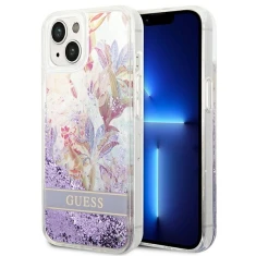 Чохол Guess Flower Liquid Glitter для iPhone 14 Plus Purple (GUHCP14MLFLSU)