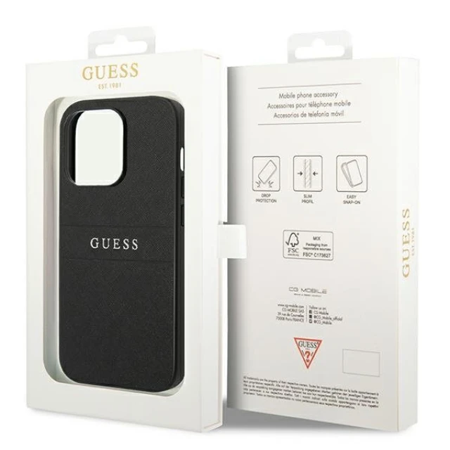 Чохол Guess Saffiano Strap для iPhone 14 Pro Black (GUHCP14LPSASBBK)