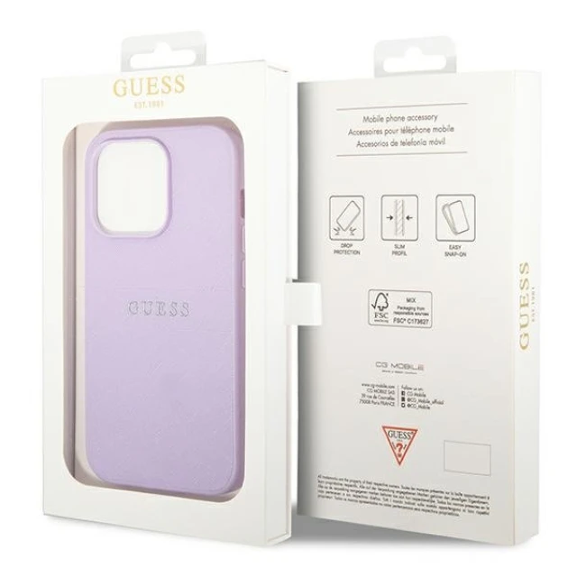 Чохол Guess Saffiano Strap для iPhone 14 Pro Purple (GUHCP14LPSASBPU)