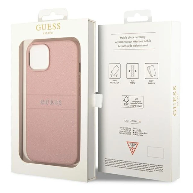 Чохол Guess Saffiano Strap для iPhone 14 Plus Pink (GUHCP14MPSASBPI)
