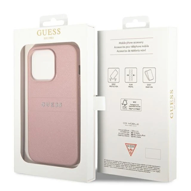 Чохол Guess Saffiano Strap для iPhone 14 Pro Max Pink (GUHCP14XPSASBPI)