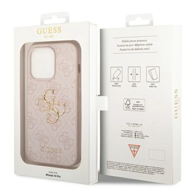 Чохол Guess 4G Big Metal Logo для iPhone 14 Pro Pink (GUHCP14L4GMGPI)