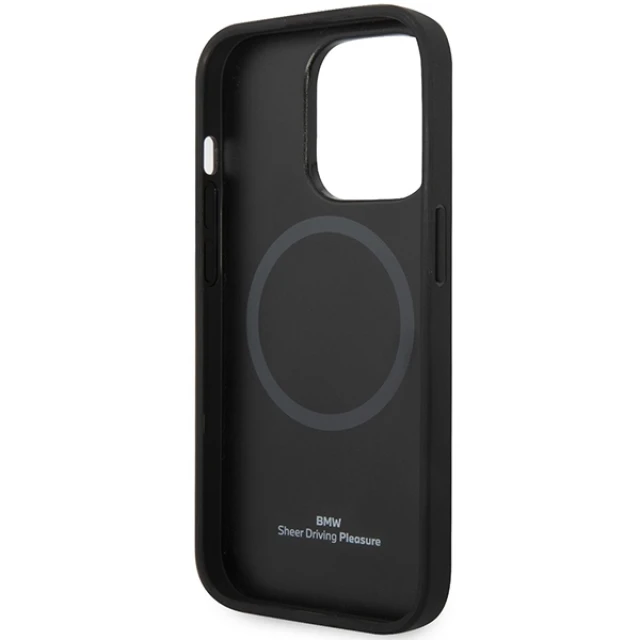 Чохол BMW для iPhone 14 Pro Max Leather Diamond Pattern Burgundy with MagSafe (BMHMP14X22RFGR)