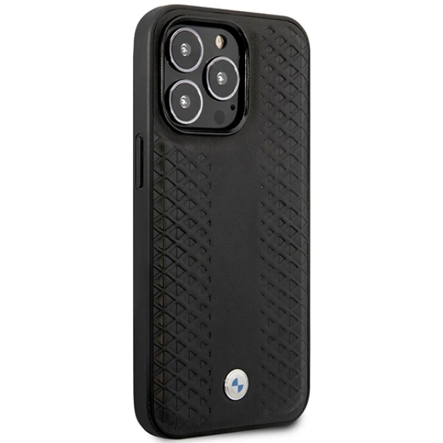 Чохол BMW для iPhone 14 Pro Leather Diamond Pattern Black with MagSafe (BMHMP14L22RFGK)