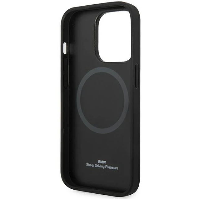 Чохол BMW для iPhone 14 Pro Max Leather Diamond Pattern Black with MagSafe (BMHMP14X22RFGK)