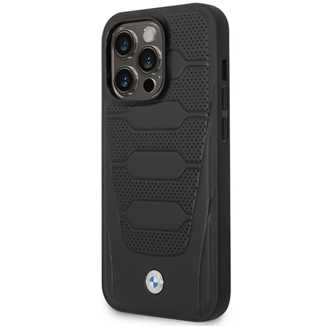 Чехол BMW для iPhone 14 Pro Leather Seats Pattern Black with MagSafe (BMHMP14L22RPSK)