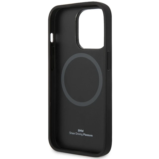 Чехол BMW для iPhone 14 Pro Leather Seats Pattern Black with MagSafe (BMHMP14L22RPSK)