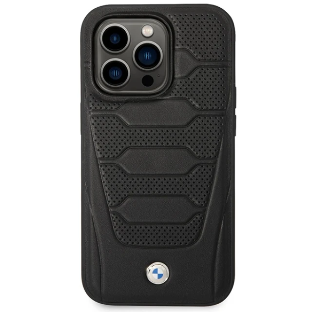 Чохол BMW для iPhone 14 Pro Max Leather Seats Pattern Black with MagSafe (BMHMP14X22RPSK)