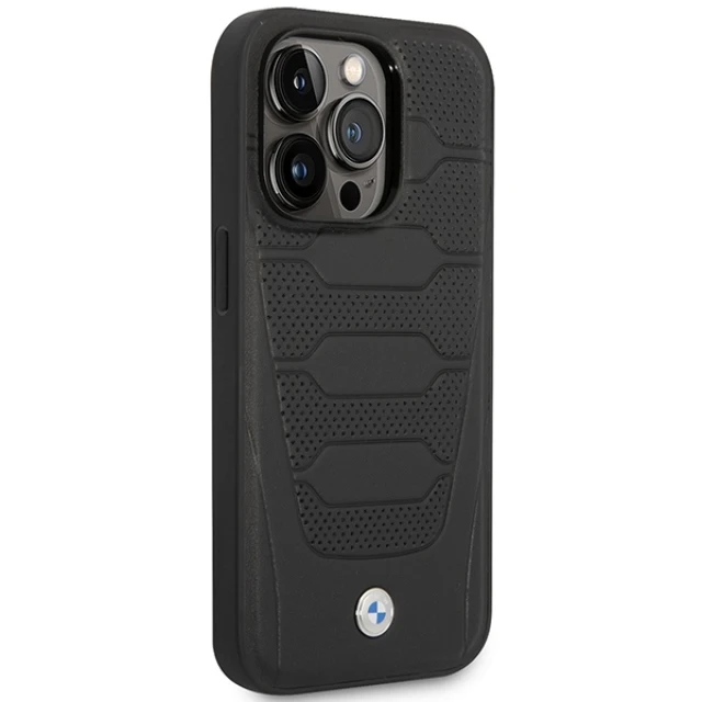 Чохол BMW для iPhone 14 Pro Max Leather Seats Pattern Black with MagSafe (BMHMP14X22RPSK)