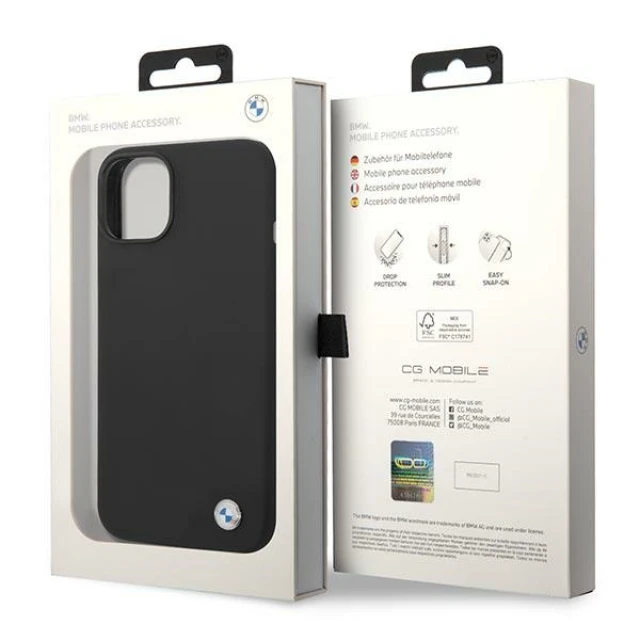Чохол BMW для iPhone 14 | 13 Silicone Metal Logo Black (BMHCP14SSILBK)