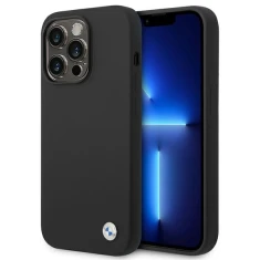 Чехол BMW для iPhone 14 Pro Silicone Metal Logo Black (BMHCP14LSILBK)